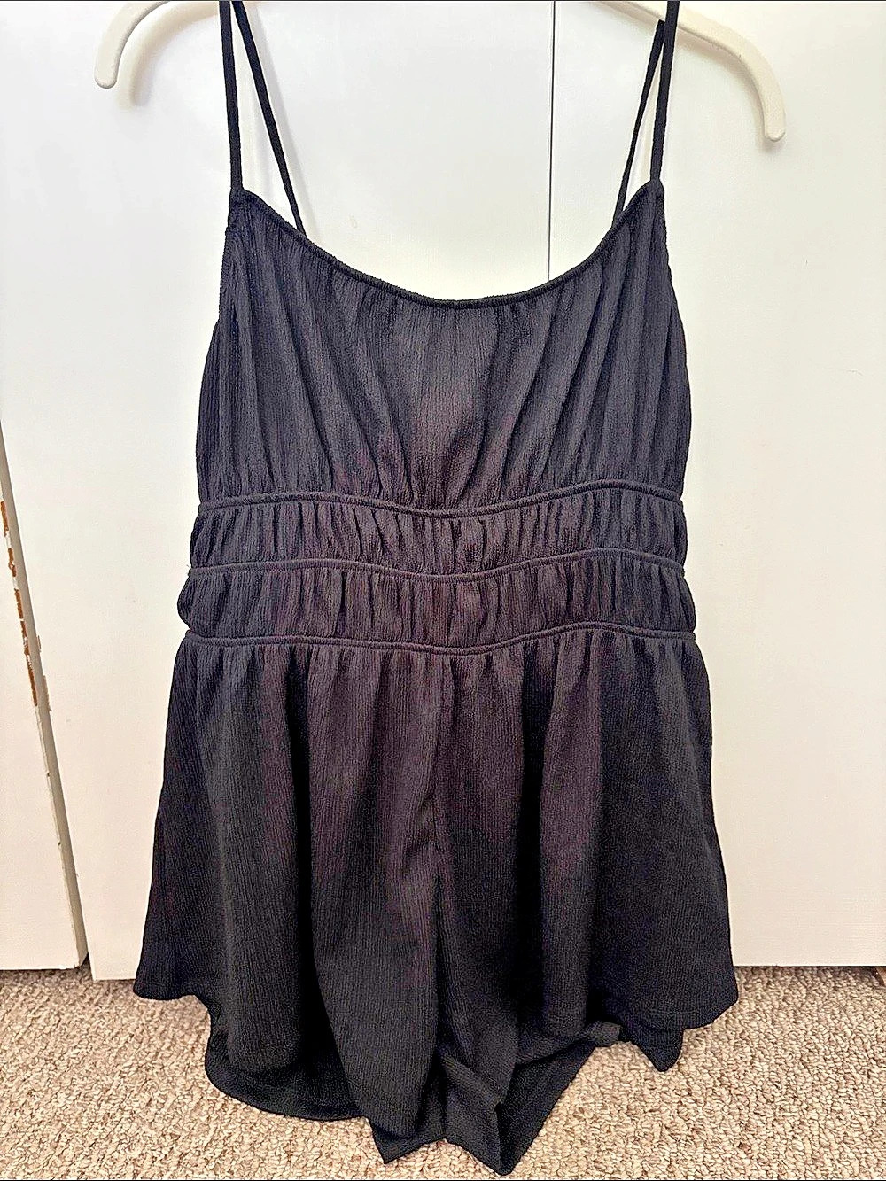 H&M Crinkled Jersey Black Romper - Medium